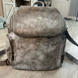 Vendange Distressed Gray Leather Backpack Laptop Day Bag